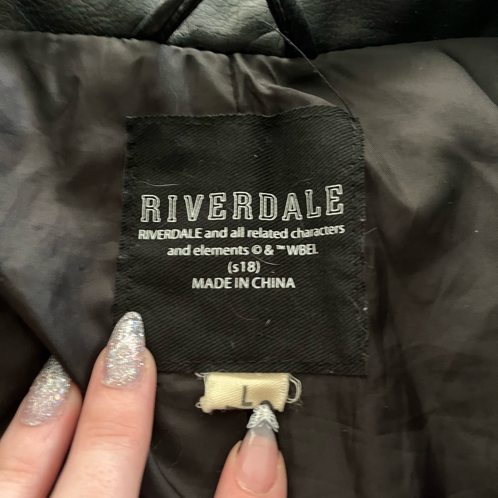 Riverdale Authentic Black Leather Patch Biker Jac… - image 3